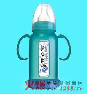 開(kāi)心寶綠色玻璃奶瓶
