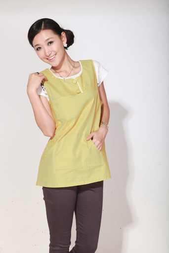 育靈龍圓領(lǐng)雙扣三層衫黃綠