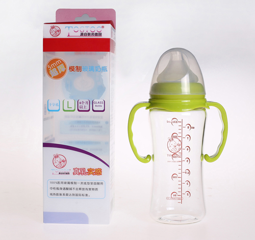 淘氣兔寬口徑玻璃奶瓶綠色