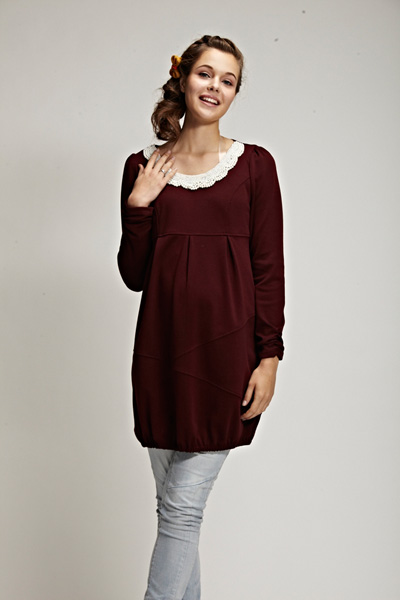 添茜褐色連衣yunf服