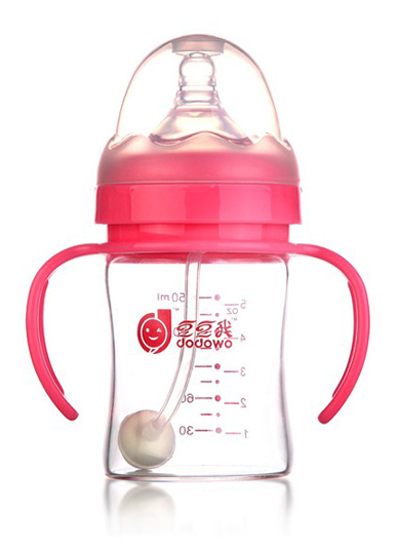 豆豆我150ml寬口帶柄玻璃奶瓶