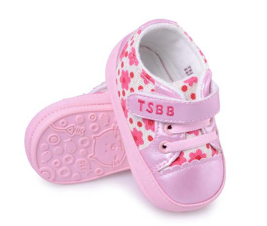 天使之嬰印花布+PUyoue學步鞋粉紅