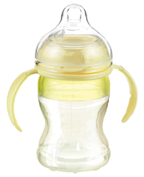 愛樂寶仿母乳硅膠奶瓶180ml黃色