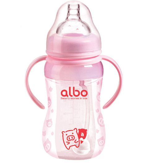 愛樂寶硅膠自動奶瓶260ml粉色