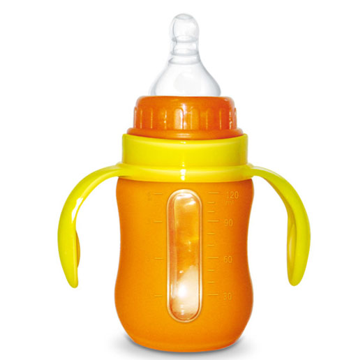 Babykin(貝沁)玻璃+硅膠套 標(biāo)口弧形奶瓶120ML