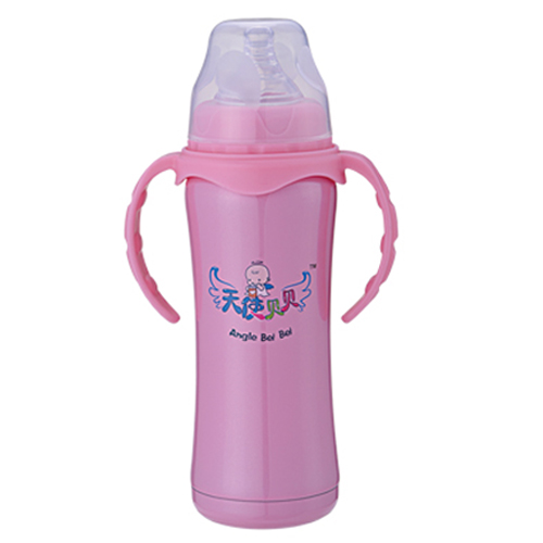天使貝貝yinge不銹鋼奶瓶粉色