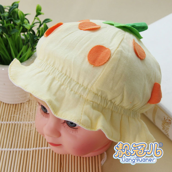 靚冠兒yingye純棉六片花邊帽子米黃色