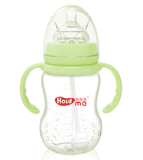 抱抱我寬口徑210ml草莓形帶柄自動PP奶瓶