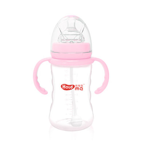 抱抱我寬口徑300ml手指易握形帶柄自動PP奶瓶