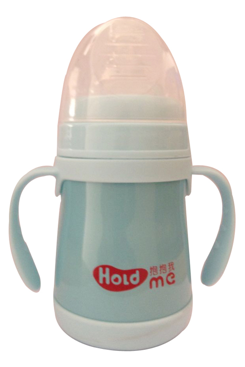 抱抱我寬口徑160ml帶柄自動(dòng)不繡鋼保溫奶瓶