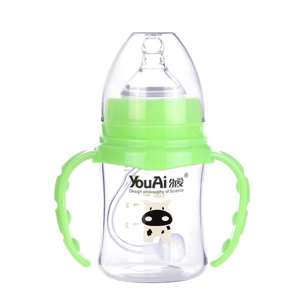 幼愛帶柄自動(dòng)吸晶鉆玻璃寬口奶瓶150ml