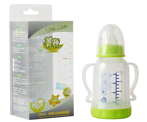 菁優(yōu)標準口徑玻璃奶瓶120ml綠色