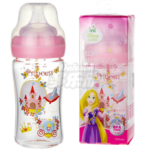 迪士尼寶寶寬口徑晶鉆玻璃奶瓶(中號(hào))180ml