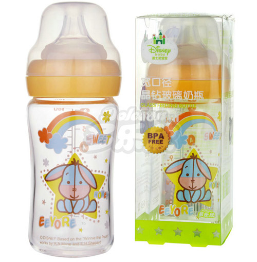 迪士尼寶寶寬口徑晶鉆玻璃奶瓶(中號)