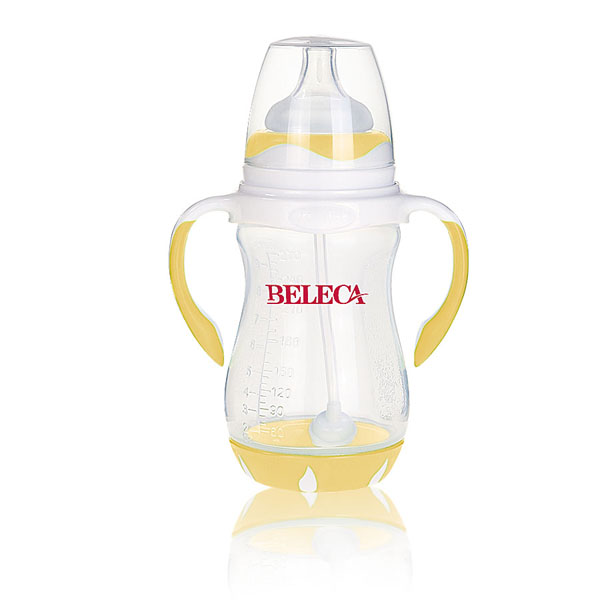 貝樂嘉黃色雙柄全自動yinge奶瓶