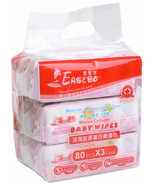 壹壹寶深膠原蛋白柔濕巾80片3連包