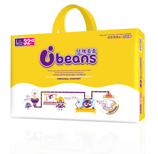 悠然豆豆半芯體輕柔棉薄yinge紙尿褲L34片