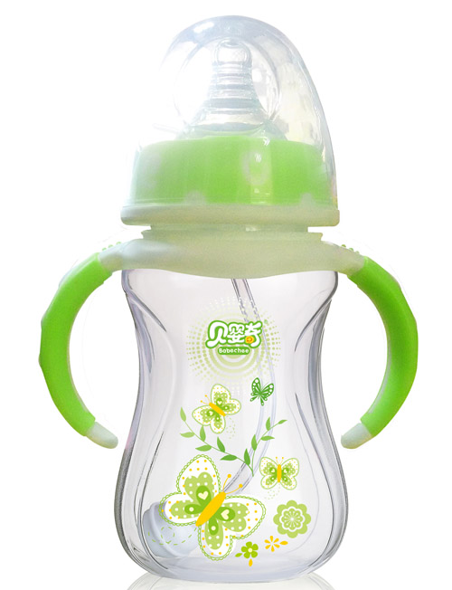 貝嬰奇240ml寬口蓮花雙色奶瓶淺綠