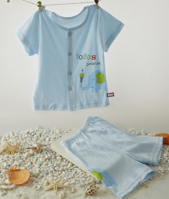 金色小魚純棉素色單面大象束口短袖開(kāi)胸套