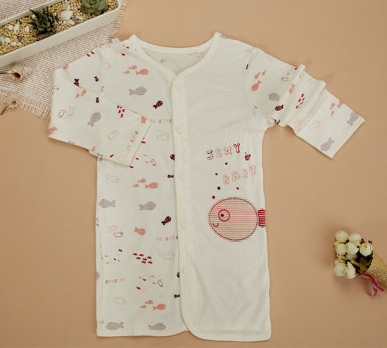 金色小魚竹纖維單面小魚護(hù)手睡袍