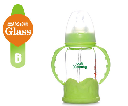 Q0愛(ài)標(biāo)口徑雙柄晶鉆玻璃奶瓶120ML