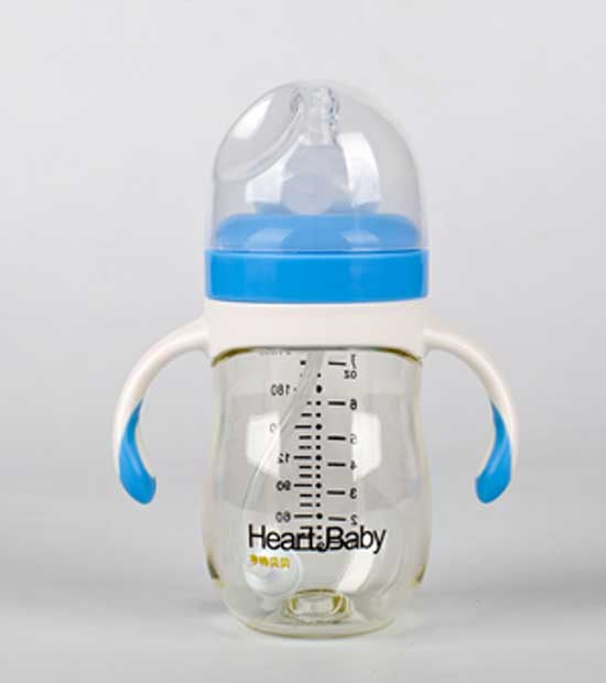 亨特貝貝寬口PPSU210ml藍色奶瓶帶手柄
