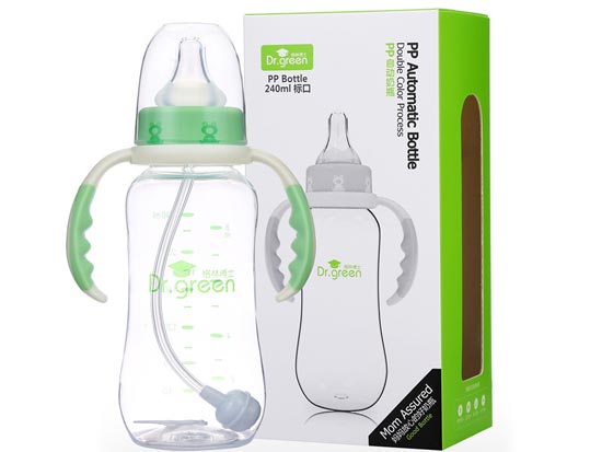 格林博士標(biāo)口PP自動(dòng)奶瓶240ML綠色