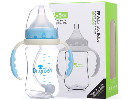 格林博士寬口PP自動奶瓶80ML藍色