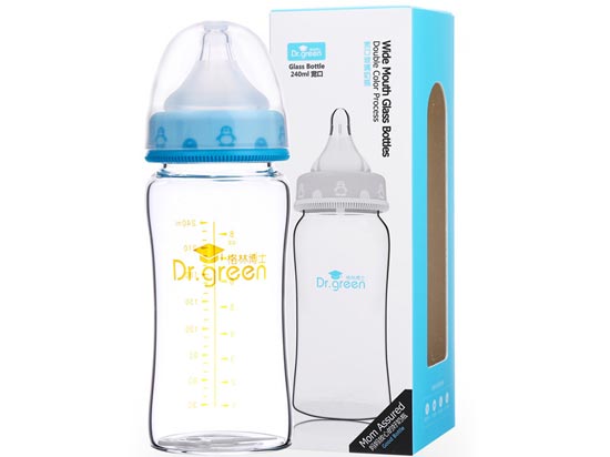 格林博士寬口玻璃奶瓶240ML藍(lán)色