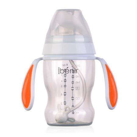 清素250ml寬口自動PP奶瓶配變流量奶嘴-橙色