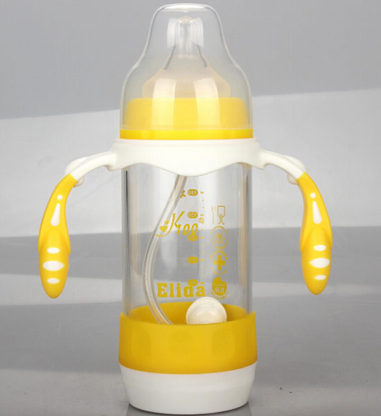 K100標(biāo)準(zhǔn)口徑玻璃奶瓶黃色