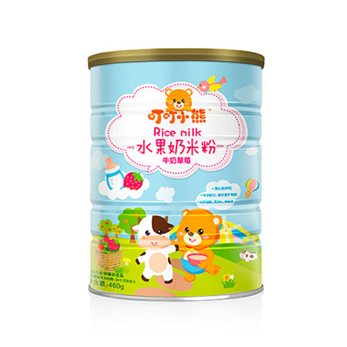 叮叮小熊水果奶米粉罐裝-牛奶草莓