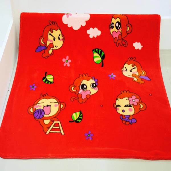 亞奧超柔小毯子咪嘻猴紅色