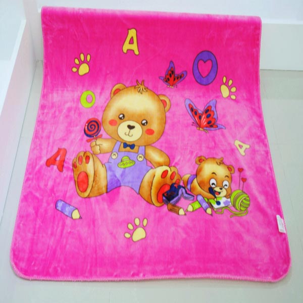 亞奧超柔小毯子小熊粉色