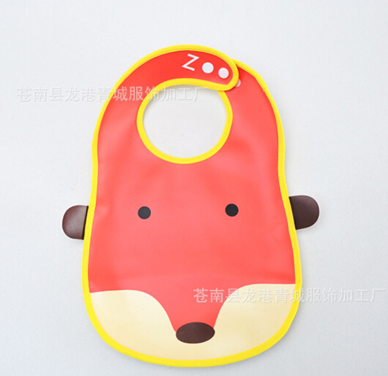 嬰兒童防水PVC軟塑料立體圍嘴狐貍
