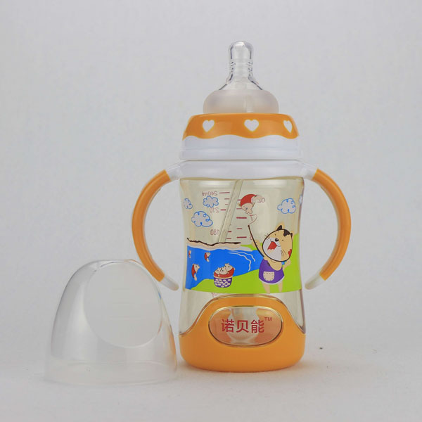 諾貝能yingye奶瓶黃色帶柄