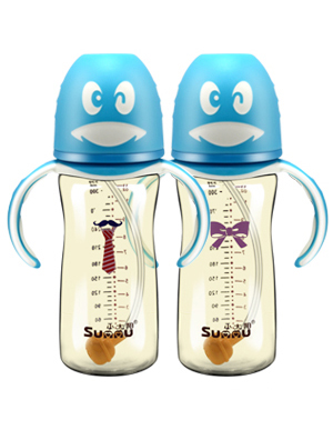 小太陽可愛企鵝自動(dòng)刻度感溫奶瓶330ML