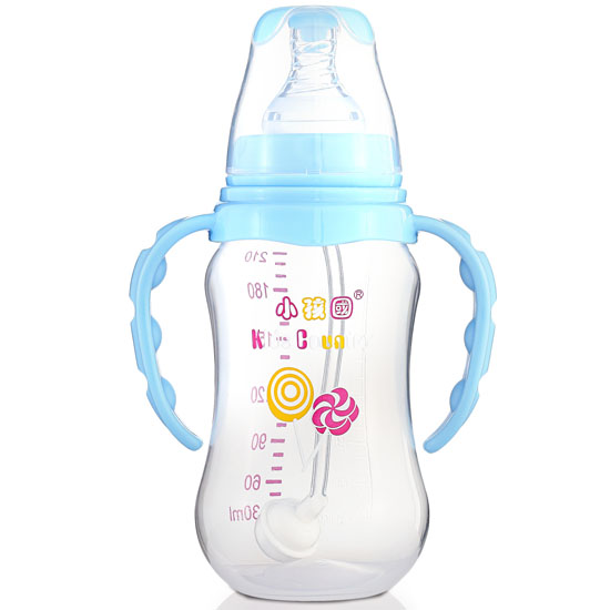 小孩國標(biāo)口自動弧形PP安全奶瓶210 ML藍(lán)色