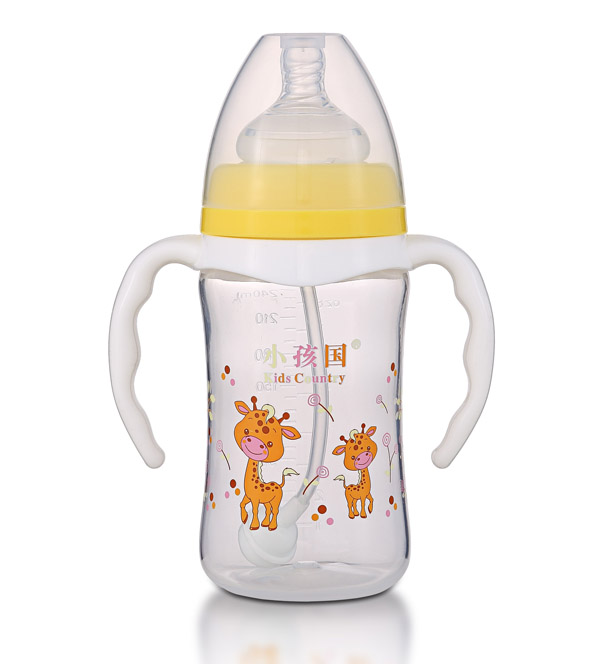 小孩國寬口直身自動高透PP奶瓶240ML 黃色