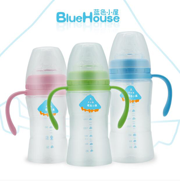 藍(lán)色小屋寬口PP自動奶瓶