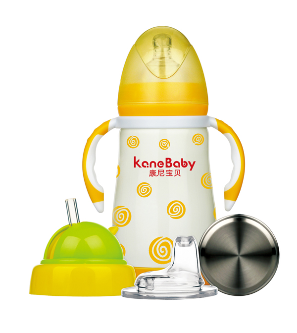 康尼寶貝寬口四合一保溫奶瓶套裝 黃色
