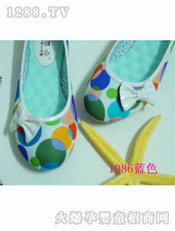 倩百合藍(lán)色花紋yunf鞋