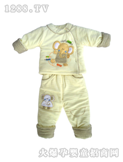 安嬰寶黃色大象圓領(lǐng)斜開(kāi)套