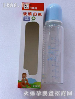 日康新款硅膠玻璃240ml奶瓶