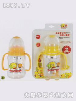 自動寬口徑奶瓶+握把250ml