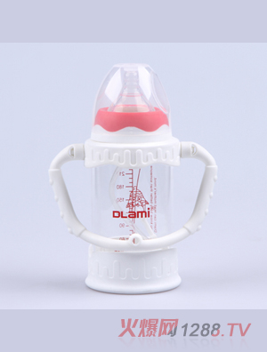 多拉咪玻璃奶瓶粉色210ml