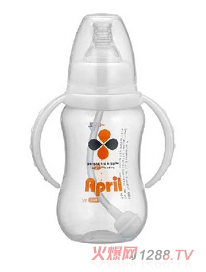 愛(ài)普麗標(biāo)口弧形pp奶瓶180ml（白）