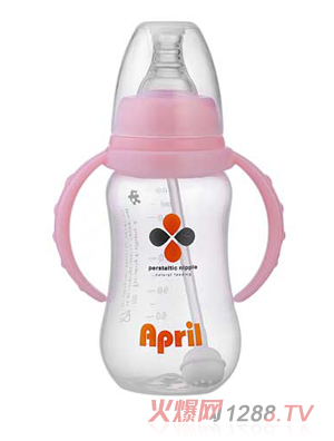 愛(ài)普麗標(biāo)口弧形pp奶瓶180ml（粉）
