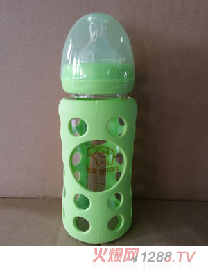 培愛(ài)寬口弧身玻璃防護(hù)奶瓶240ml