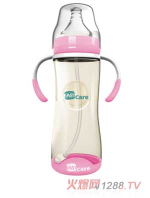 伊斯卡爾320mlPPSU自動(dòng)寬口徑感溫奶瓶（紅）